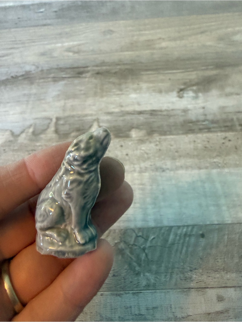 Porcelain Small Pet Figurine - Blue Ceramic Wolf Sculpture